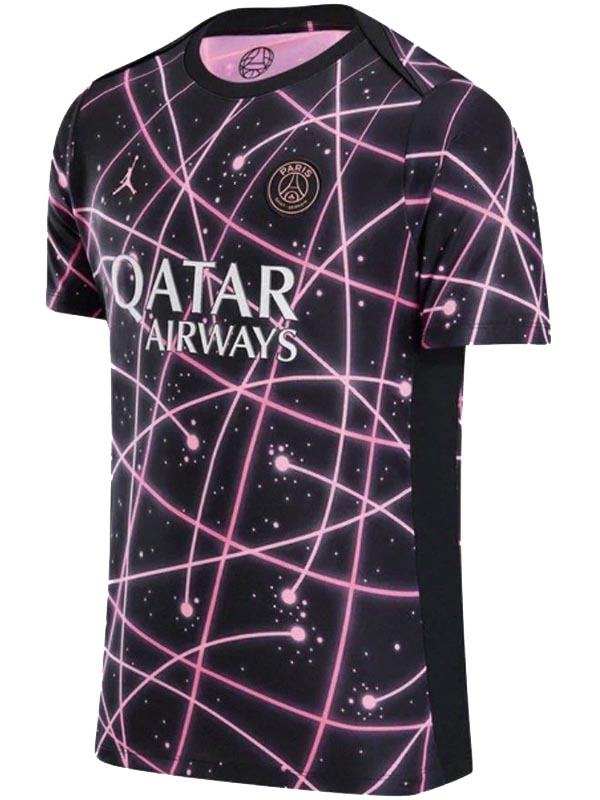 Paris saint-germain maillot d'entraînement de football pour adultes uniforme de football pour hommes noir et rose tenue de sport haut chemise 2025-2026